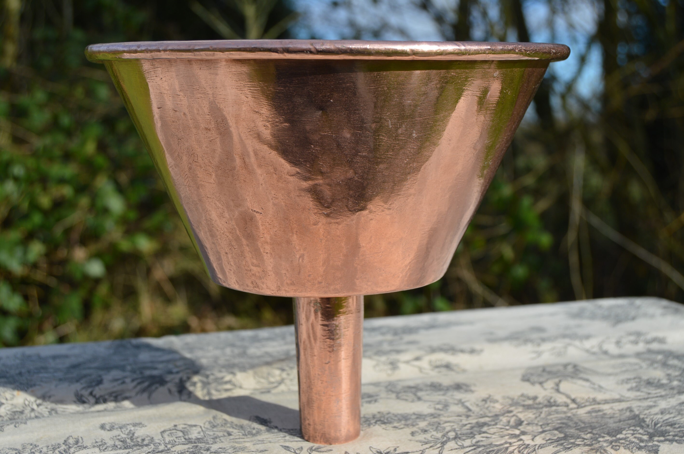 1900 Era Solid Copper Tiny Copper Funnel with Handle and Original