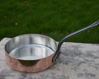 Sartén de cobre de 2,7 mm 9 1/2" Nueva lata limpiada a mano Superb Vintage Sauté French Copper Professional Pan 2,7 mm Saute Professional 24 cm Classic Fry