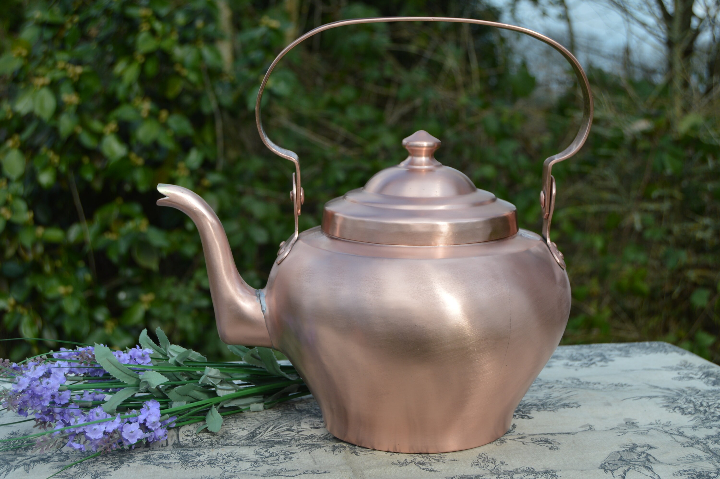 Bouilloire en Cuivre Antique Français Made Bouloire Totalement Fait à La Main Nouvelle Doublure Étai