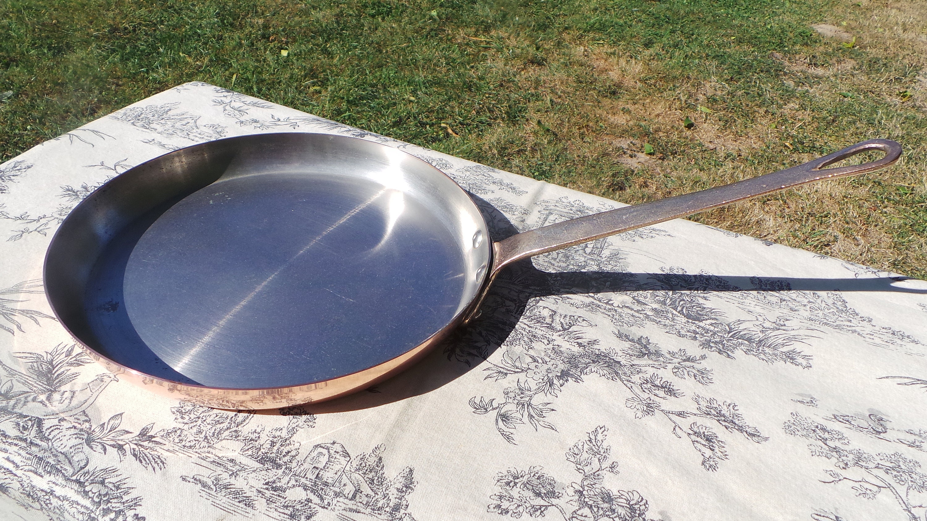 Copper Pancake Pan Crepe Pan Villedieu Vintage French Copper Three