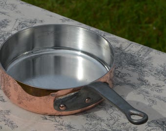 Copper Saute 20cm 2.5mm Vintage Made in France Fry French Pan 2.5mm New Hand Wiped NKC Tin Professional Sauté Normandy Kitchen Edge Dent