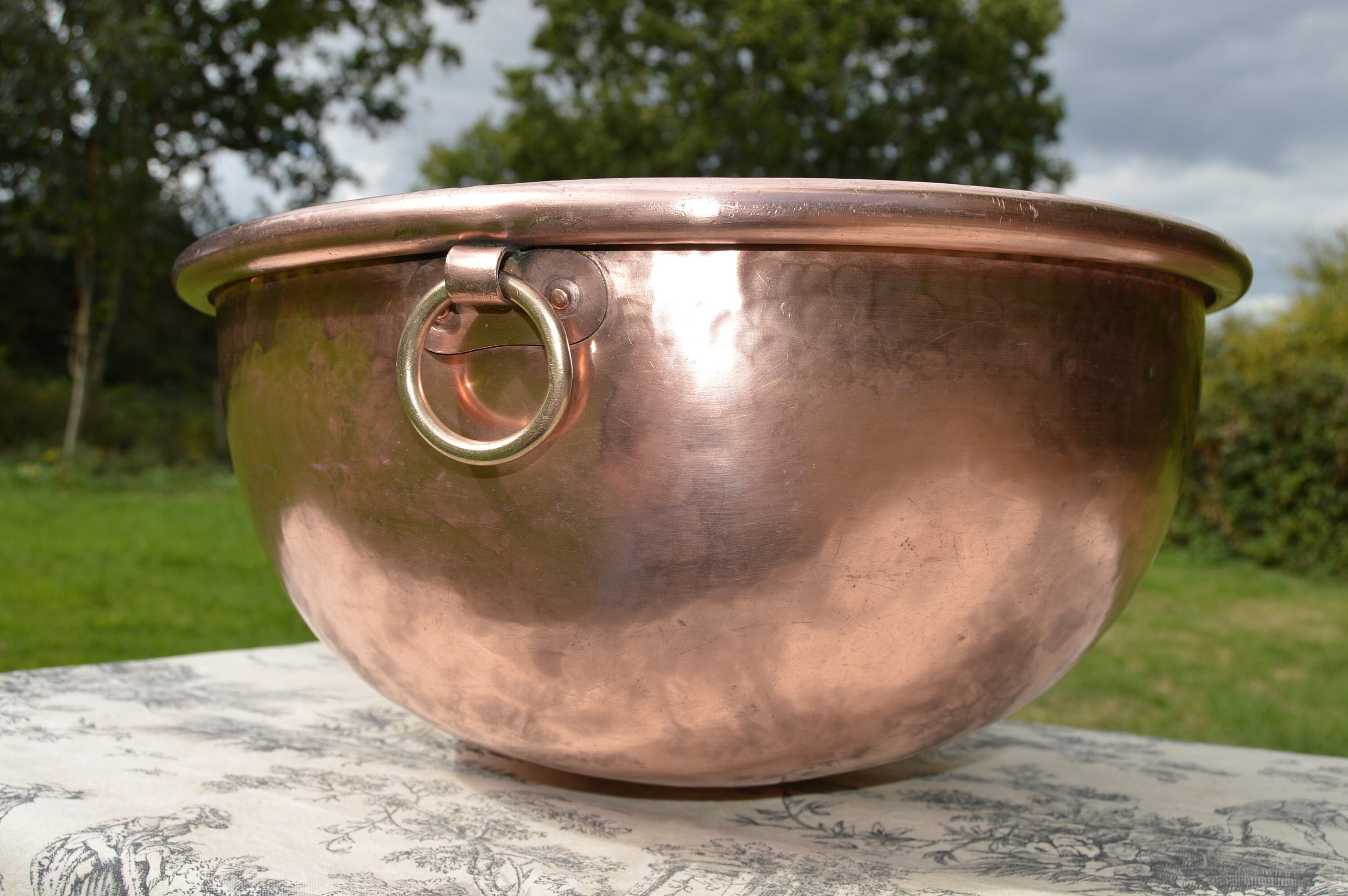 Copper Bowl 38cm 15 Across Massive Antique French Copper Full Round