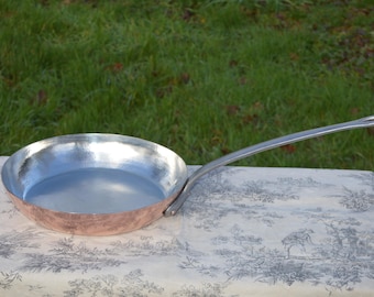 Hand Hammered Copper Fry Pan, Lyonnaise Skillet 30cm, Retinned