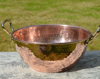 Mauviel Copper Mixing Bowl Jam Pan Bassine à sirop 31cm 12 1/4" French Vintage Bowl Mauviel Stamped 1.84k 4lbs 1ozs Cast Bronze Handles