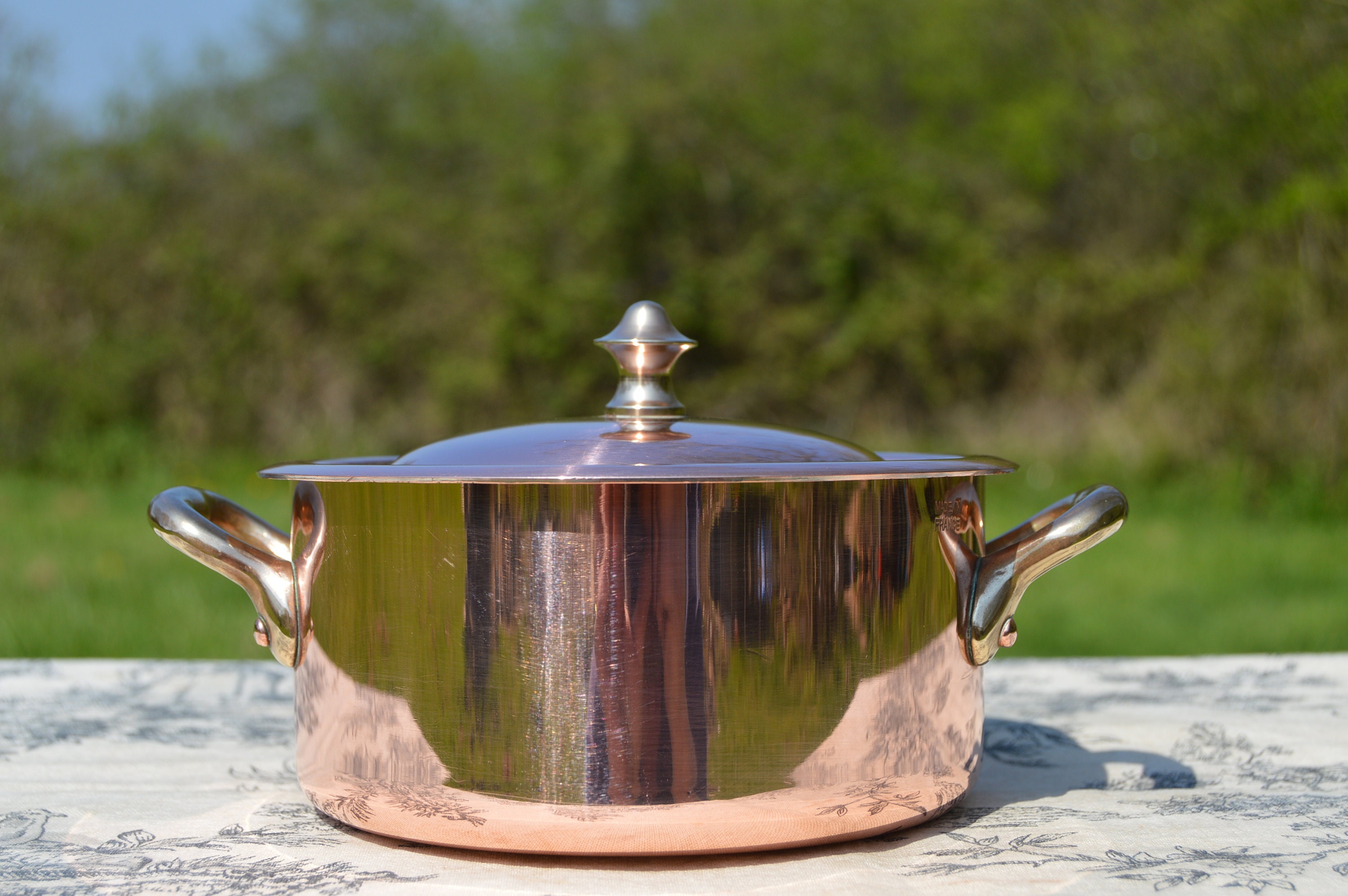 Vintage Copper Casserole Small Solid Copper Pan Casserole