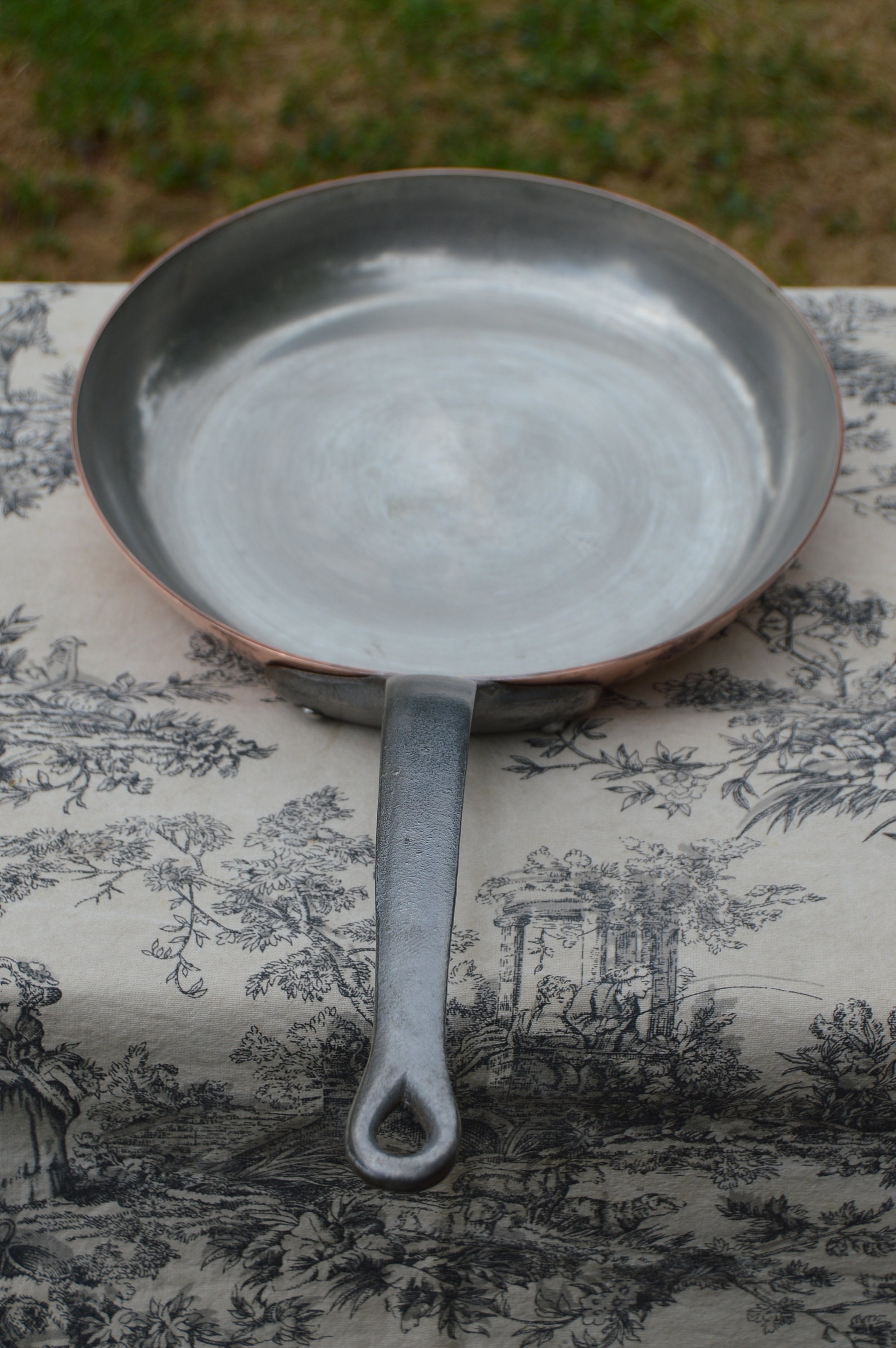 Frying Pan Large French Copper Tin Lined 1.7mm Skillet Saute Frying Pan