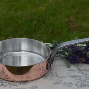 Koperen braadpan 20 cm 2,5 mm vintage made in France Franse braadpan 2,5 mm nieuw handgeveegd NKC-blik professionele Sauté Normandische keuken