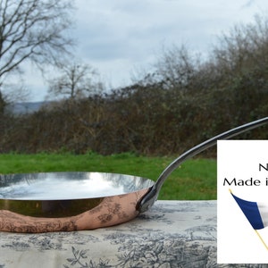 New NKC 32cm 12 1/2&quot; Big Copper Fry Pan Skillet Traditionally Made Tin Lined Professional Normandy Kitchen Saute Kitchen Copper 32 cm