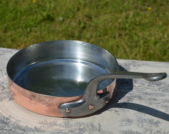 Antique Copper Pan Sauté French Copper Professional Saute Pan 1.4mm New Tin Professional 23cm 9 inch