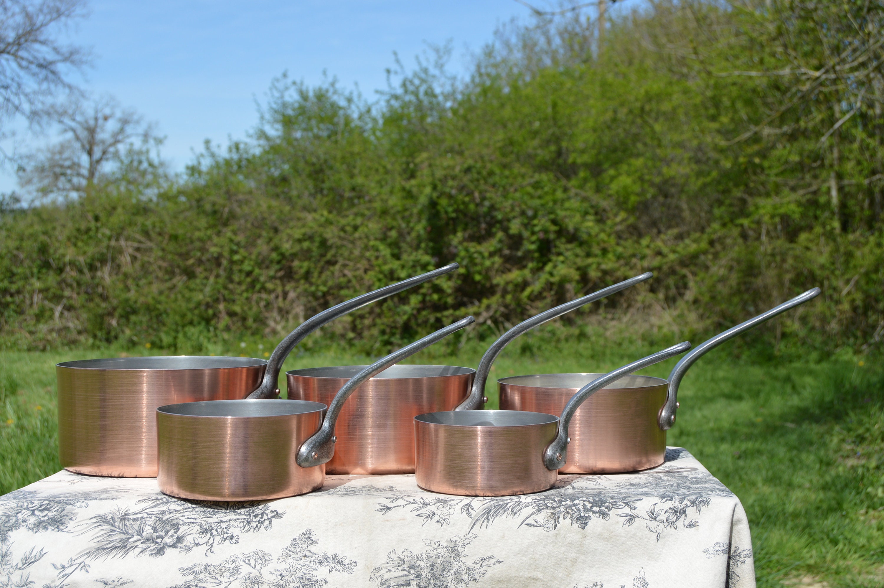 Vintage Copper Pans 1.61.7mm Set Five Graduated French Copper Pans