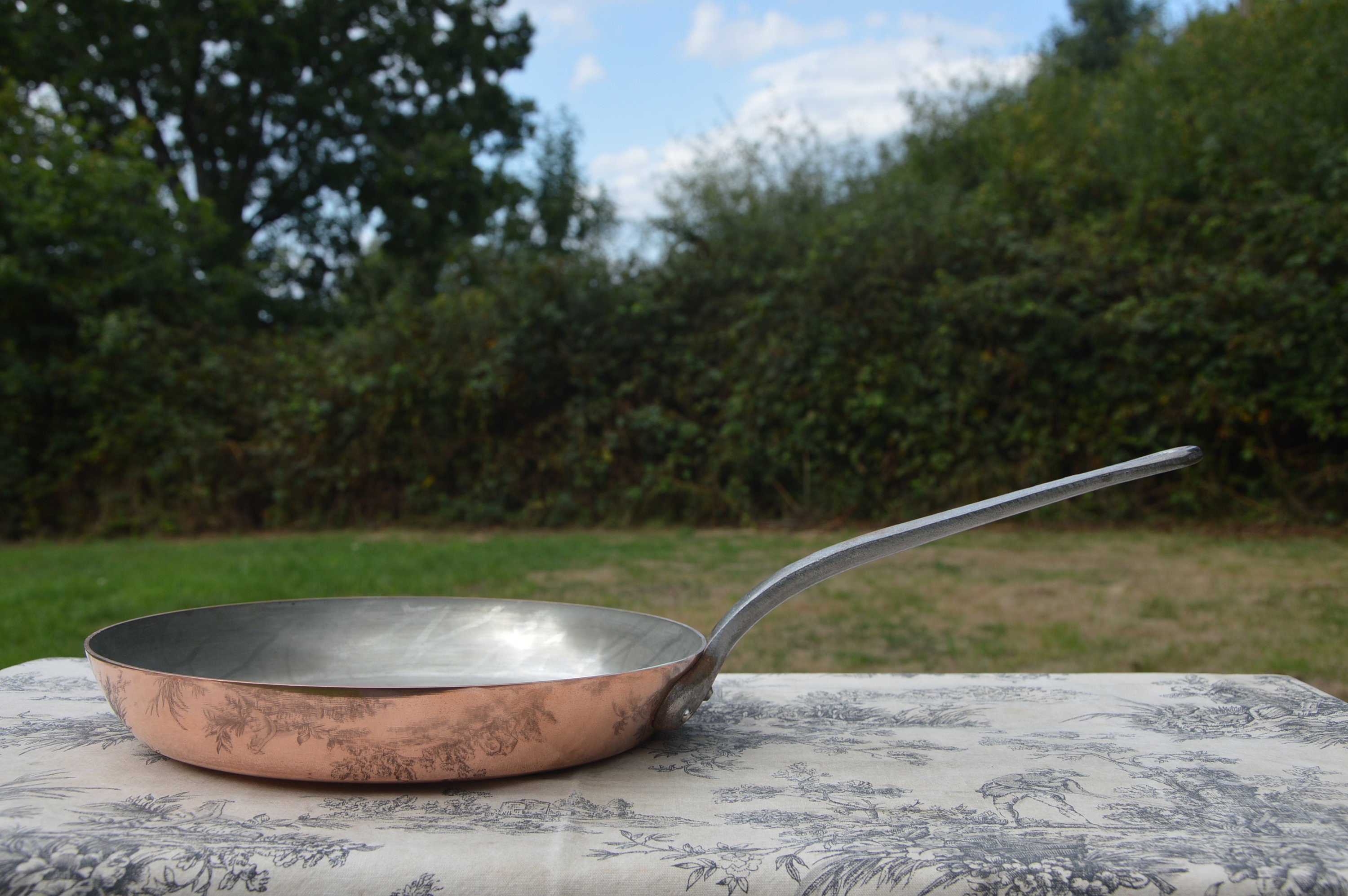 Vintage 1.9mm Copper Frying Pan Copper Saute Iron Handle Professonal