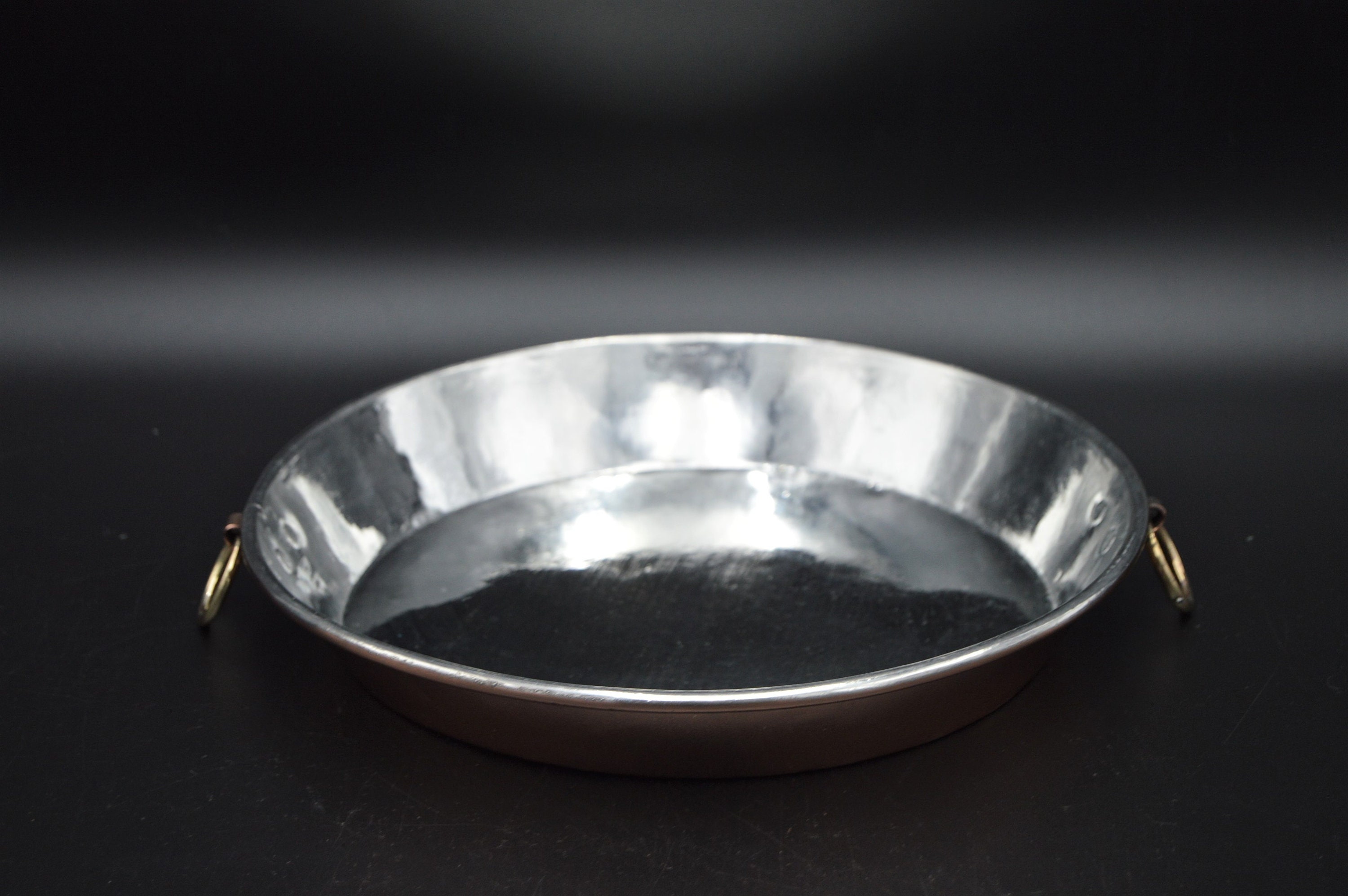 Poêle Gratin Cuivre Français Vintage Cuivre Nouveau Villedieu Étain Plat à Rôtir Four Rond 28cm 11 B