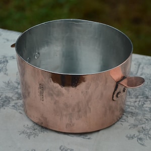 Antique Dehillerin Copper Bain Marie Pan: 6 1/8&quot; French Braconnier Poacher Charlotte