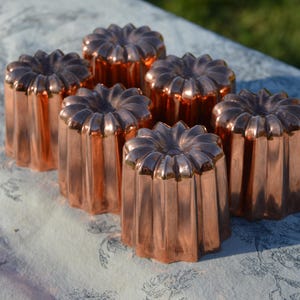 6 Six Copper Caneles Large NKC 5.5 cm 2 1/8" Canelés Made in France Bordeaux Bordelais Cake Molds Normandy Kitchen 5.5cm French Cake Moulds