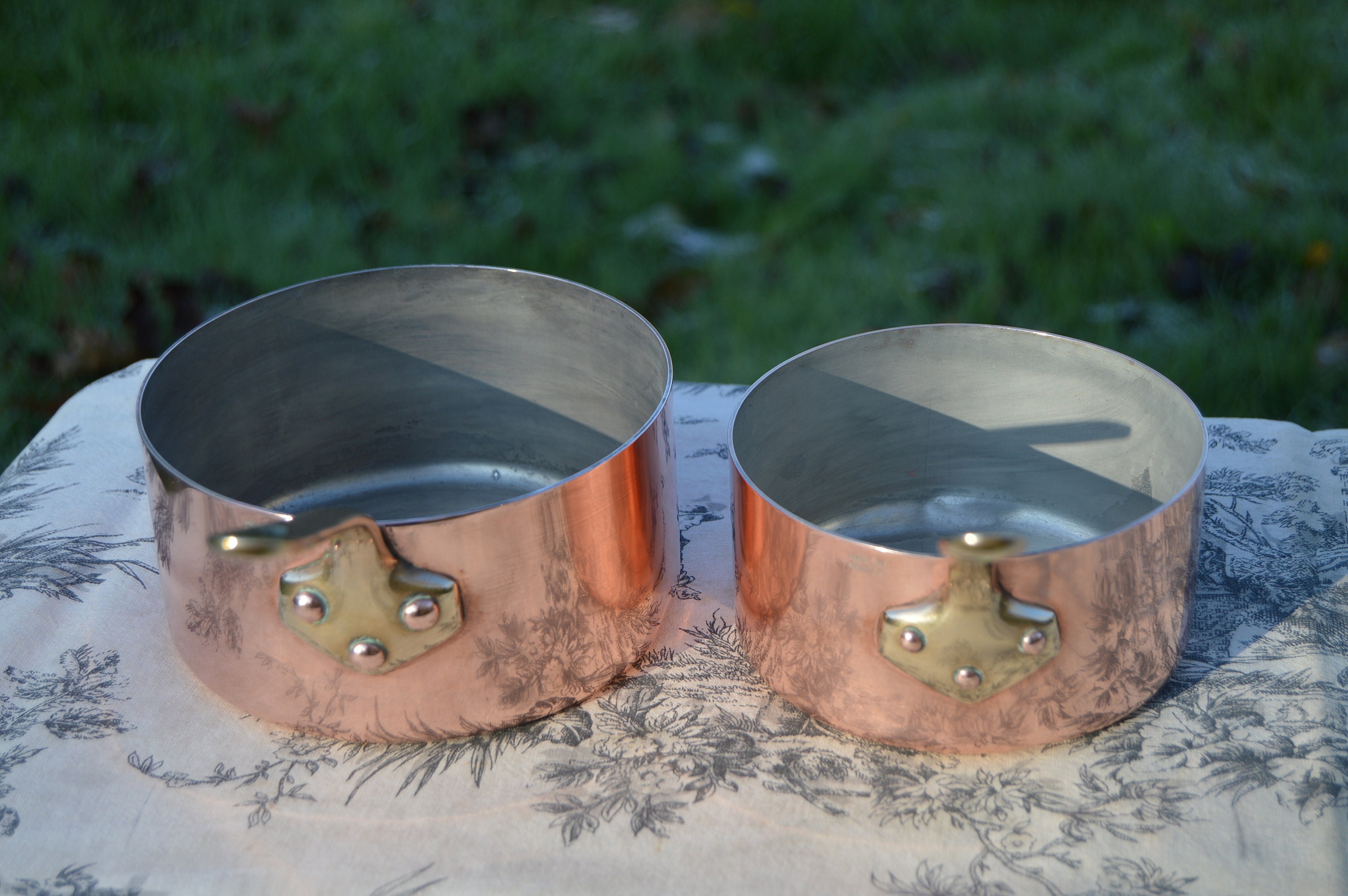 Vintage Copper Pots Two French 1.31.4mm Saucepans Tin Lined 12cm and