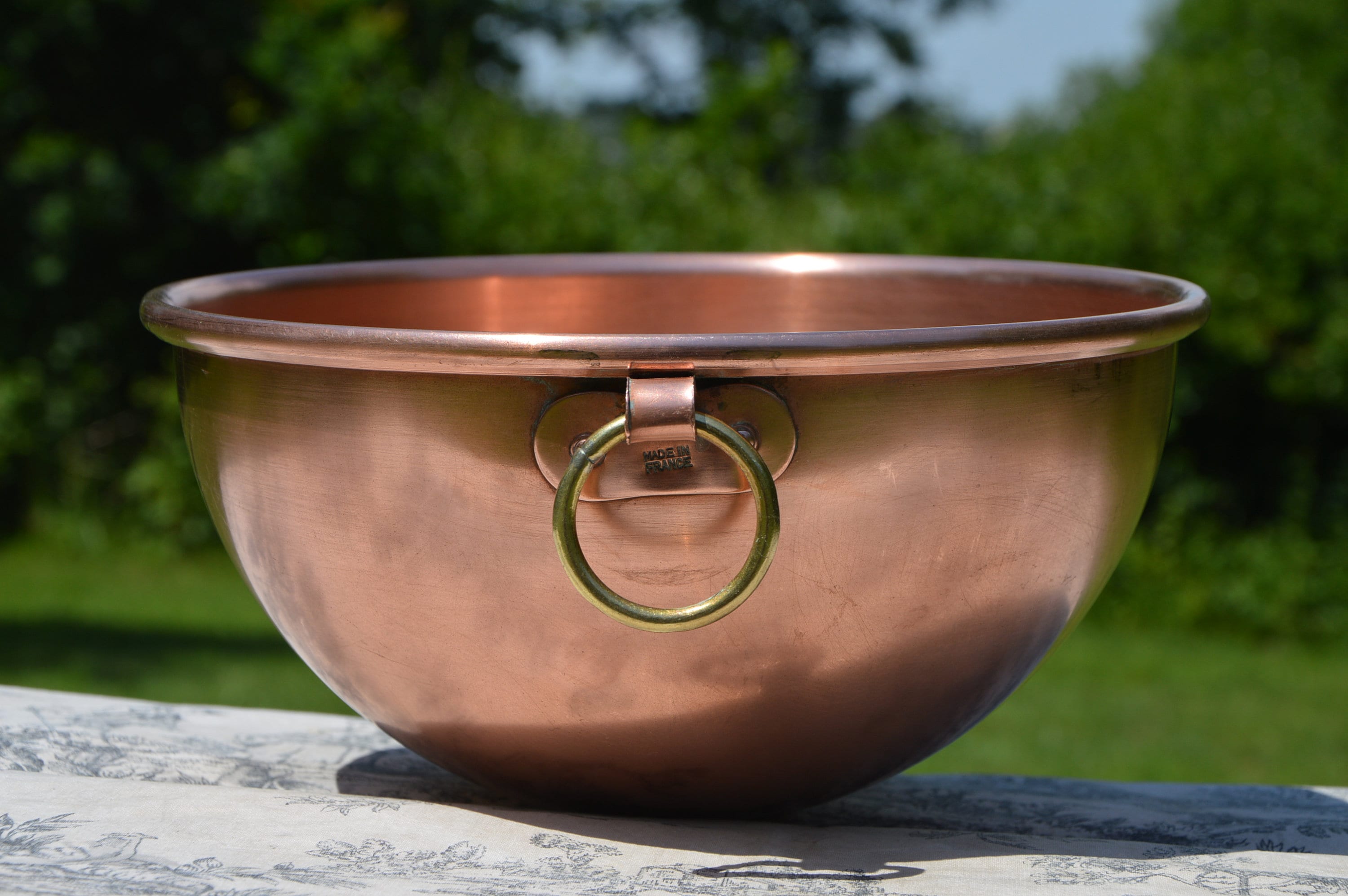Copper Bowl Vintage French Copper Full Round Mixing Bowl Brass