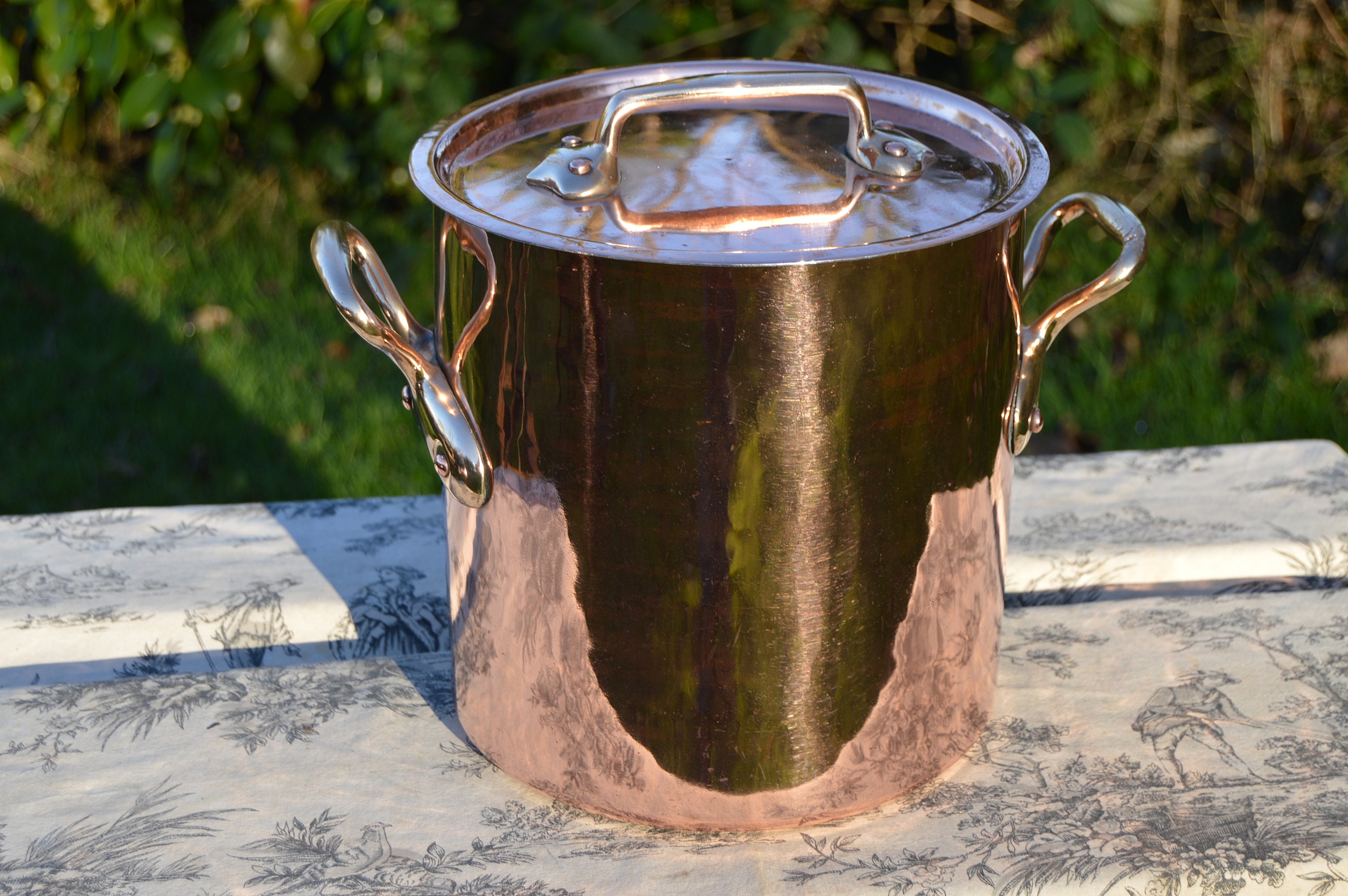 Antique Copper Faitout Marmite Pan Atelier du Cuivre Tin 8 5/8 French Copper Pot Refurbished Quality Villedieu Pan