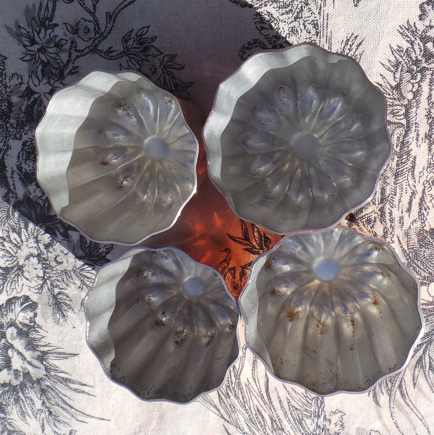 Four Copper Molds Bordeaux Moules A Cannelle Cinnamon Bun Mould Vintage