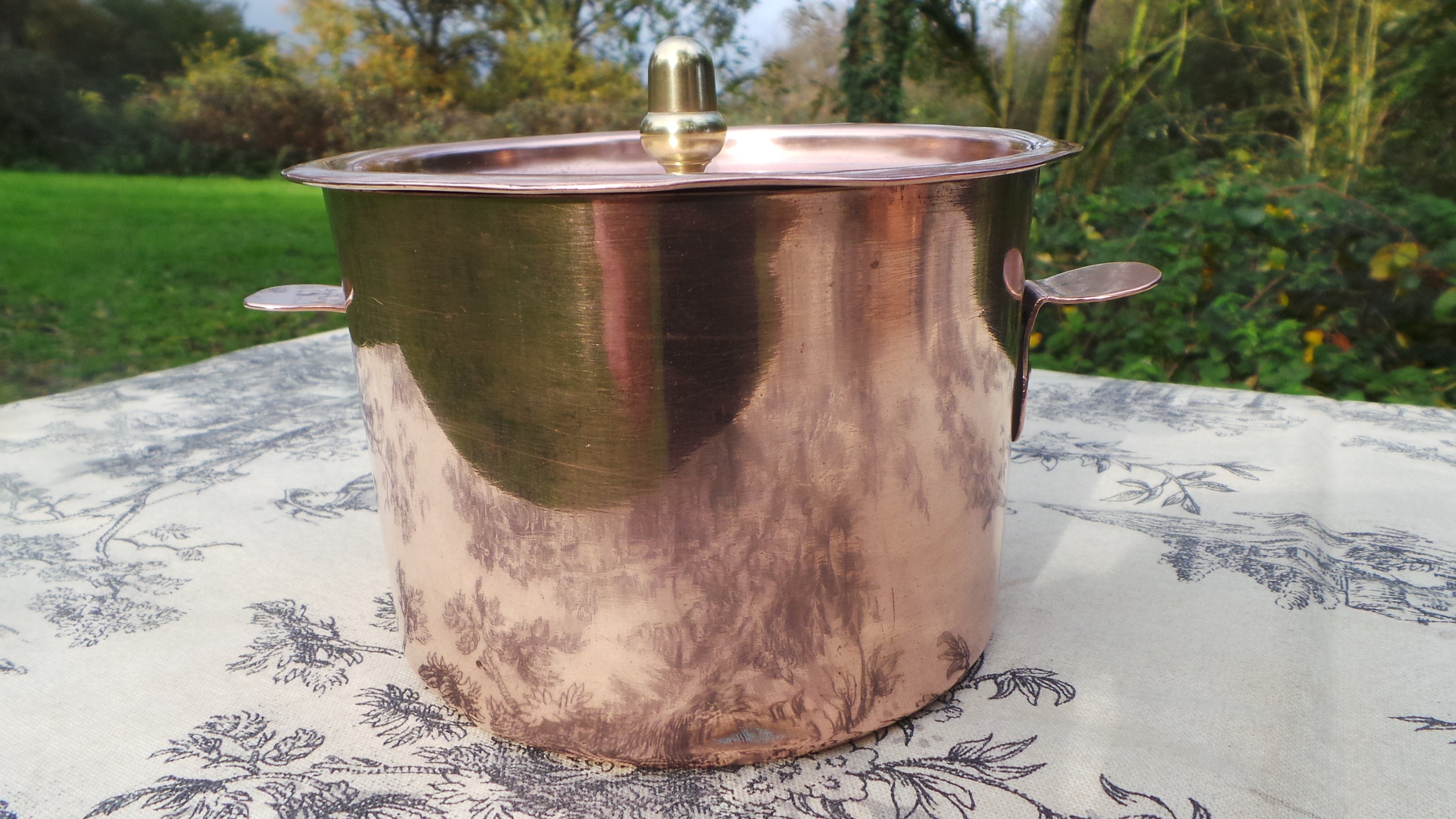 Antique French Copper Small Charlotte Mould Pan Bain Marie