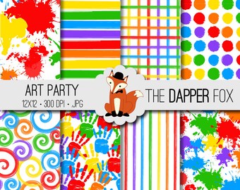 Colorful Brush Stroke Digital Papers Rainbow Background Modern Digital Paper Abstract Digital Paper Paint Strokes Digital Planner