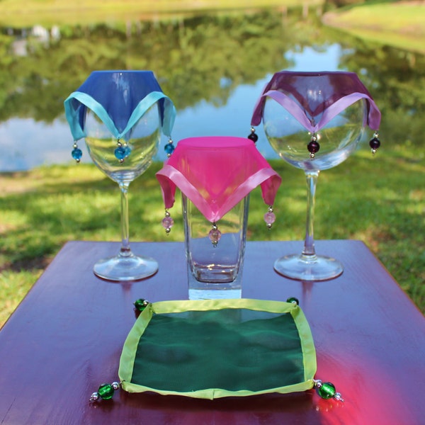 Wine Glass Covers / Pink / Purple / Blue / Green / Drink Covers / Outdoor / Party / Camping