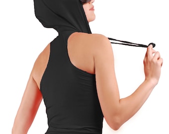 Hooded sleeveless shirt womens sale