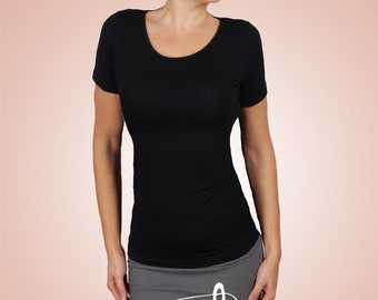 Ruched Round Neck Fitted Top: Short Sleeve Casual Blouse Handcrafted & Personalized – Made Especially for You, Any Size or Color