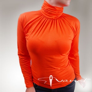 Turtleneck top, Slim Skin Tight Stretchy Turtleneck Top, Long sleeves blouse, Sexy neckline, Ruched top, Fitted Tops, 28 colors,S,M,L,XL,XXL