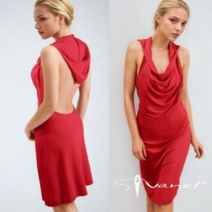 Backless Open Back Hoodie Dress Cocktail Party dress Cut back Dress in all sizes S,M,L,XL colors red, black, white and others