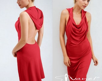Backless Hoodie Dress: Sleeveless Party Cocktail Dress Handcrafted & Personalized - Made Especially for You, Any Size or Color