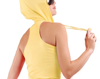 Sleeveless Hoodie: Women's Yoga Tank Top, Funky Sport Blouse