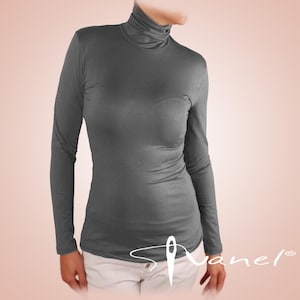 Classic Turtleneck Blouse Long Sleeve Fitted Top Custom Size Women Shirt Made to Order Basic Elegant Office Wear Formal Occasion image 19
