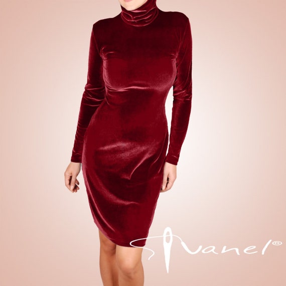 velvet turtleneck dress