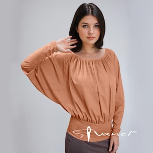 Batwing sleeve top/ Womens top long sleeve / Loose top / Gathered top/ Wide sleeve blouse/ Blouse with puffy sleeve/ Womens blouse plus size