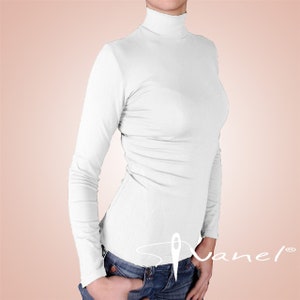 Turtleneck top, Slim Top Mock Turtleneck, Long sleeves blouse for Women, Fitted Top, Ivanel, white M - top offer