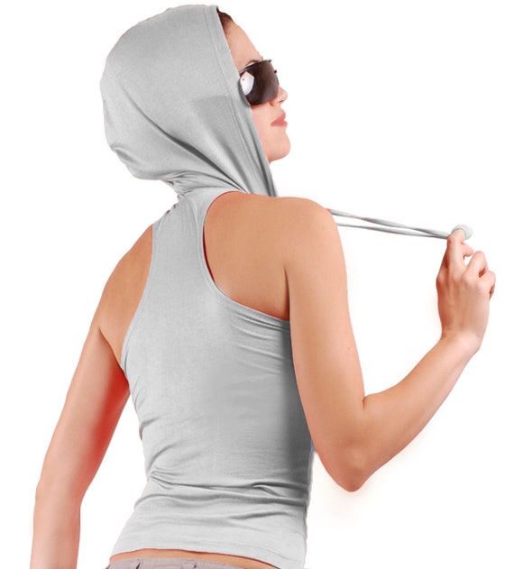 Sleeveless Hoodie: Women's Yoga Tank Top, Funky Sport Blouse