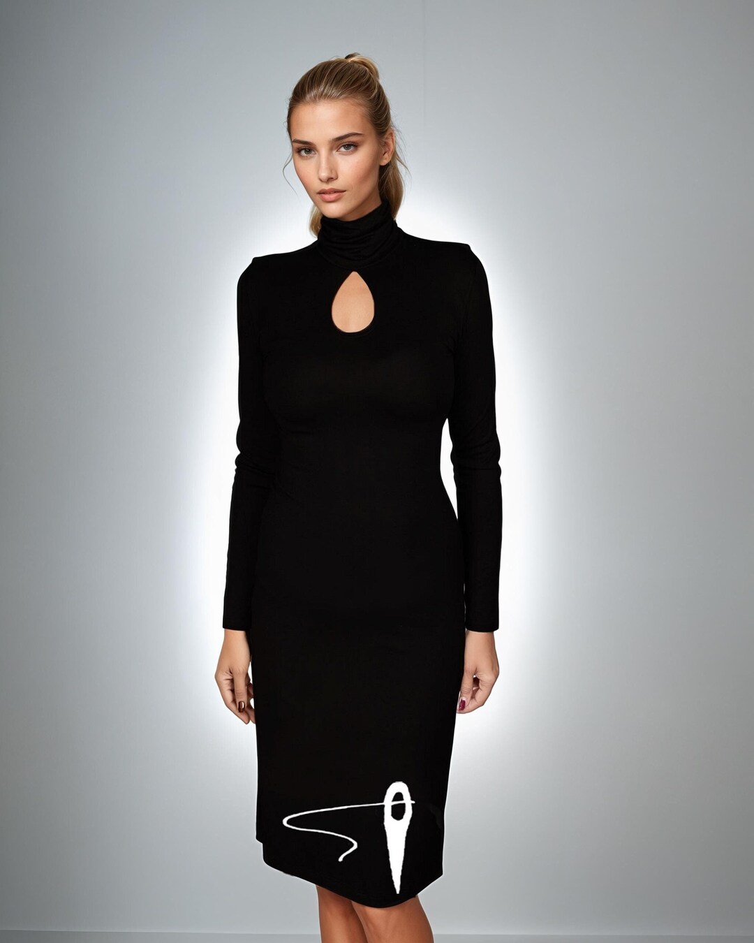 black high neck extreme cut out long sleeve bodycon dress Black High Neck Long Sleeve Cut Out Bodycon Mini Dress