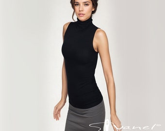 Clothing Tight High Neck Top Turtleneck Top, Sleeveless Turtleneck