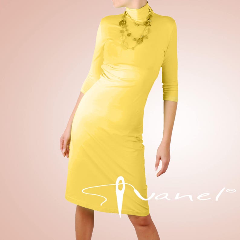 semi turtleneck dress, mock turtleneck, knee length dress, black dress