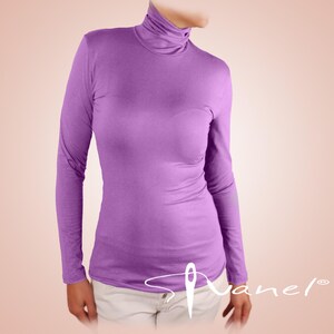 Classic Turtleneck Blouse Long Sleeve Fitted Top Custom Size Women Shirt Made to Order Basic Elegant Office Wear Formal Occasion image 15