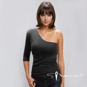 One Shoulder Top: Asymmetric Sleeve Fitted T-Shirt