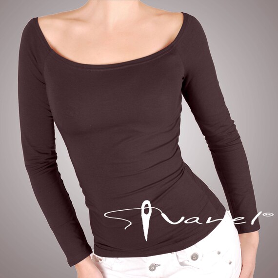 Von Der Schulter T Shirt Longsleeves Bluse Offene Schulter Etsy