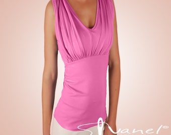 Ruched V-Neck Sleeveless Top: Custom Elegant Blouse