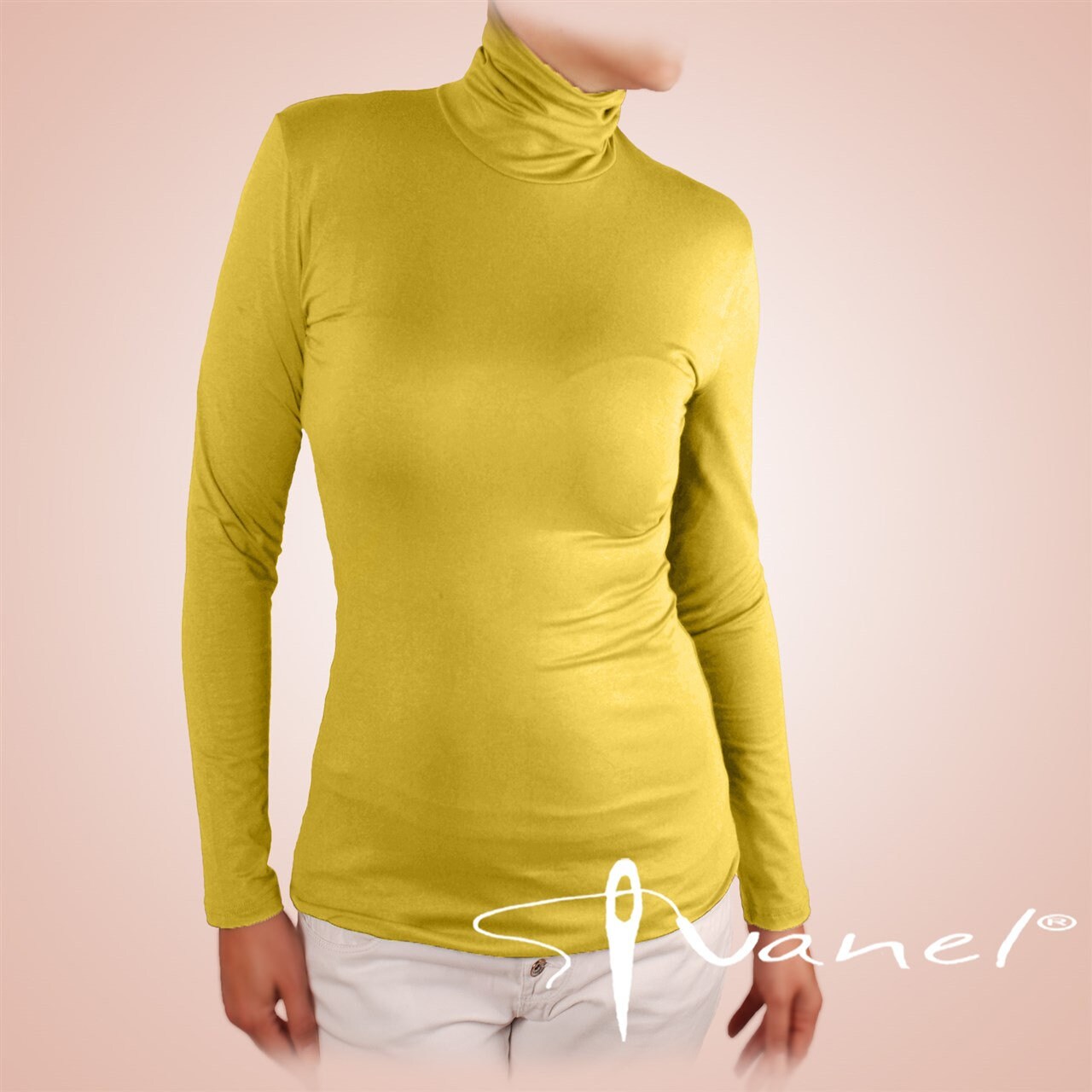 Women's Turtleneck Long Sleeve Shirt - Slim Fit Striped Stretch Blouse Basic Top 2024