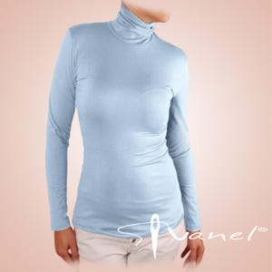 Classic Turtleneck Blouse Long Sleeve Fitted Top Custom Size Women Shirt Made to Order Basic Elegant Office Wear Formal Occasion image 16