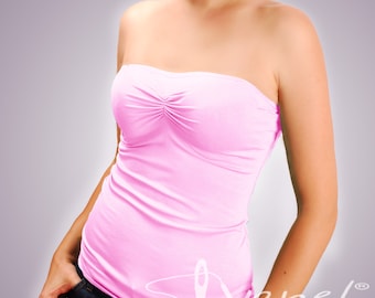 Light Pink Tube Top: Strapless Crop Top, Size M