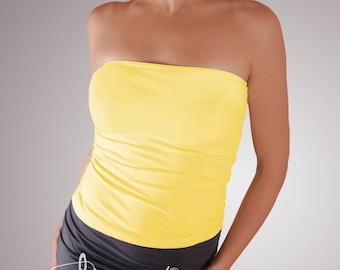 Yellow Tube Top: Strapless Crop Top, Size S