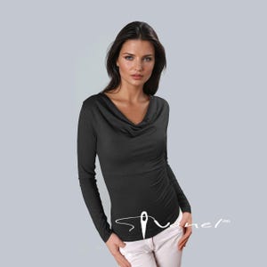 Women's Blouse, Long Sleeve Top, Cowl Neck Top, Elegant Casual Blouse, Office Top for Women, Custom Made Blouse, Made to Order