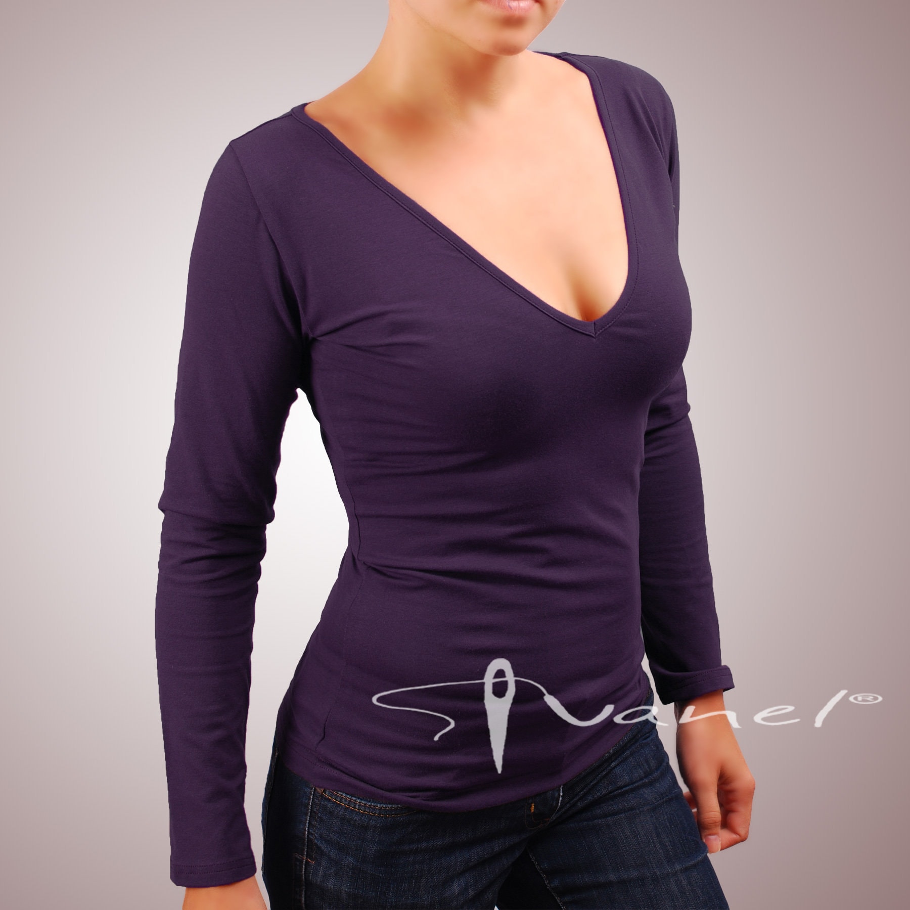 All-Over Print V-neck Women's T-shirt With Bell Sleeve