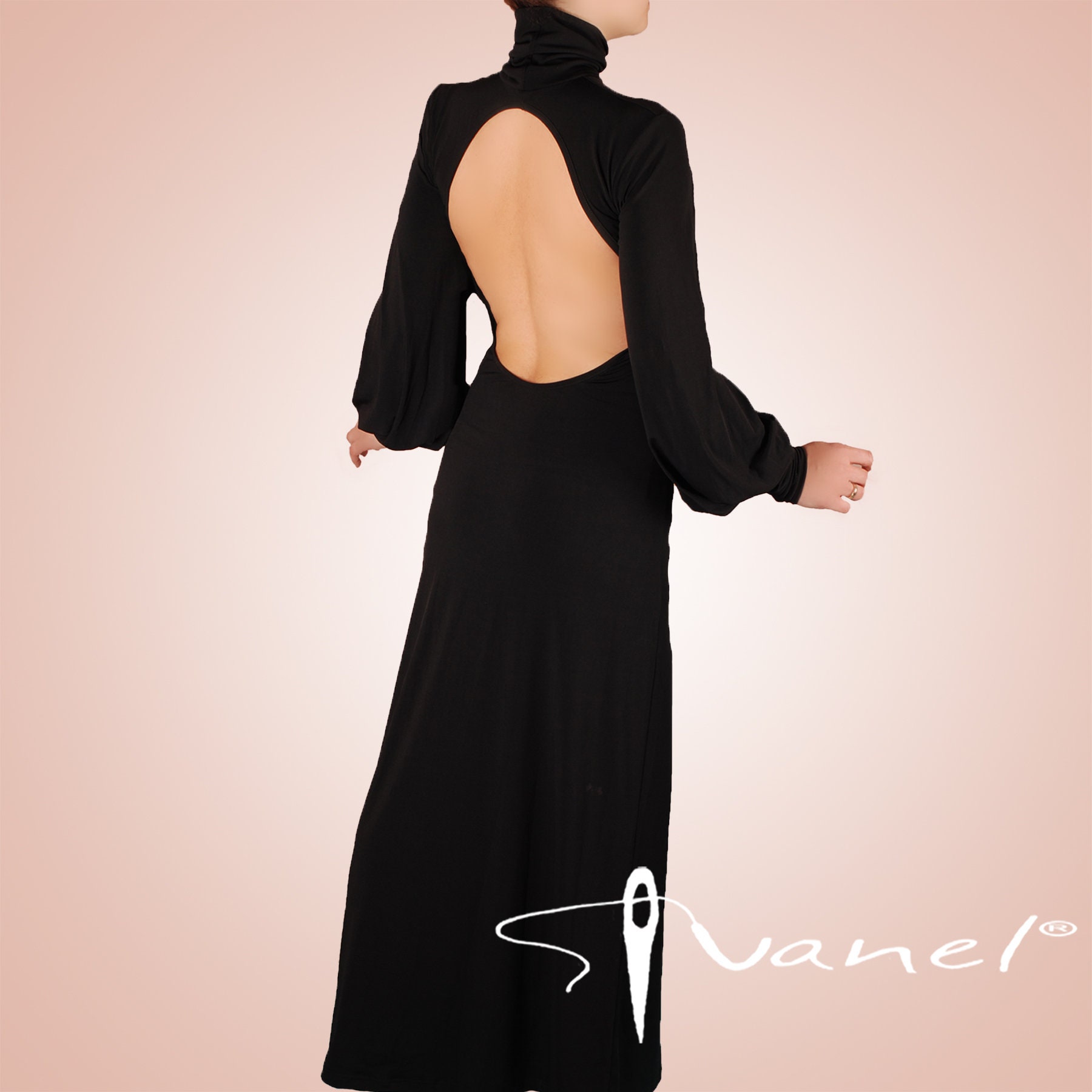 Formal Dress /maxi Dress /open Back Dress /turtleneck Dress/formal